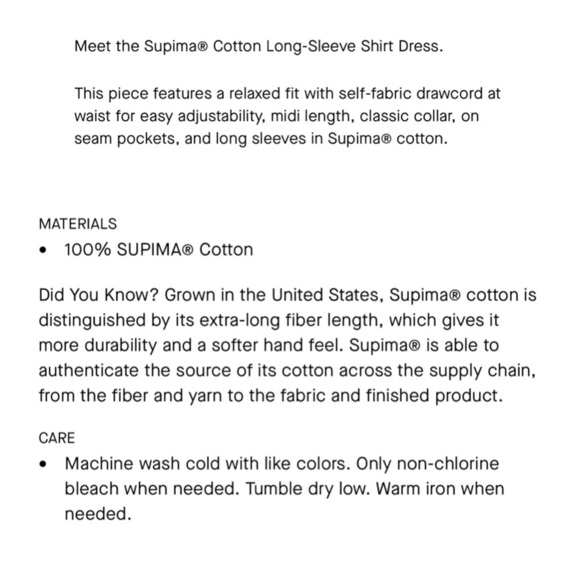 Everlane Supima Cotton Midi Collared Shirt Dress Size Medium Relaxed Fit Pockets - Picture 15 of 16